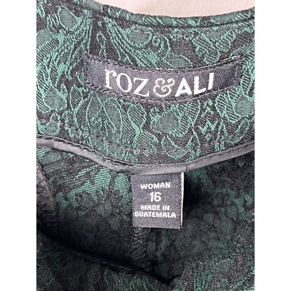 roz & Ali Green Baroque Pants, Women's Size 16 - Picture 6 of 7